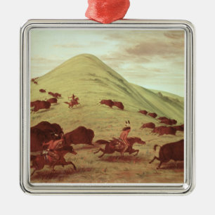 Ornement En Métal Indiens de Sioux chassant le buffle, 1835 (huile