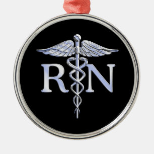 Ornement En Métal Infirmière inscrite RN Caduceus Snakes Style sur n