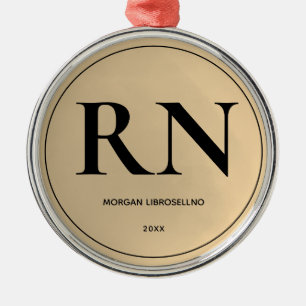 Ornement En Métal Infirmière RN élégamment simple