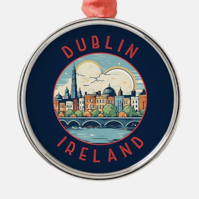 Ornement En Métal Irlande de Dublin Cercle retro désorganisé (Devant)