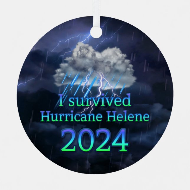Ornement En Métal J'ai survécu à l'ouragan Helene 2024 v1 (Recto)