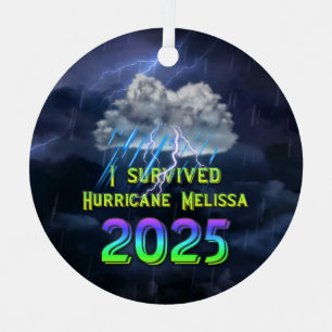 Ornement En Métal J'ai survécu à l'ouragan Melissa 2025