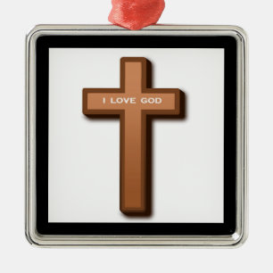 ORNEMENT EN MÉTAL "J'AIME DIEU" CROIX