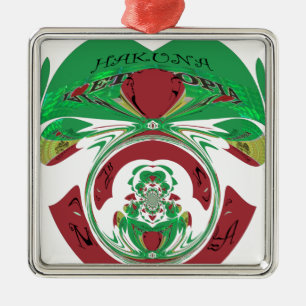 Ornement En Métal J'aime le drapeau - Amour Éthiopie   Rouge Or Vert