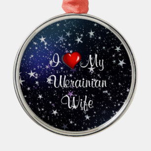 Ornement En Métal J'aime ma femme ukrainienne