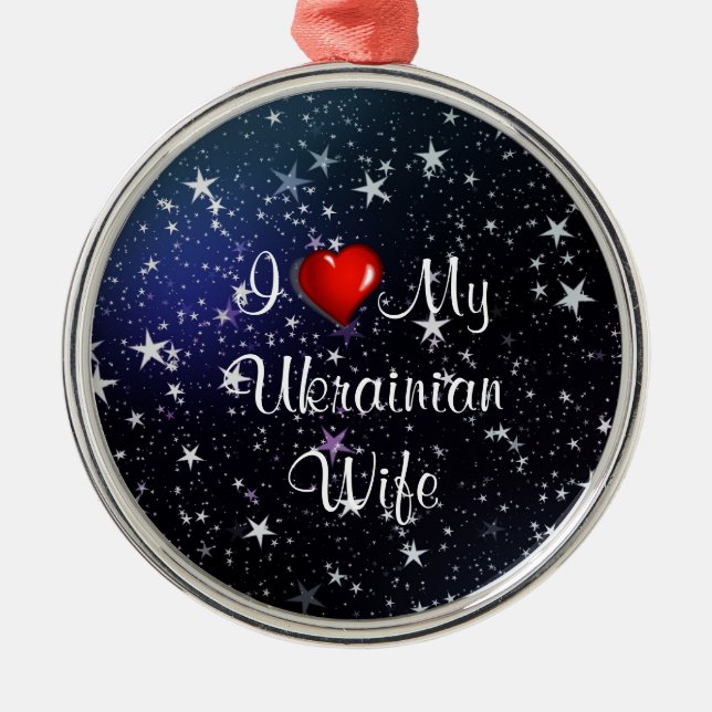 Ornement En Métal J'aime ma femme ukrainienne (Devant)