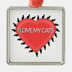 Ornement En Métal J'Aime Mes Chats