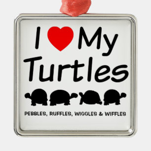 Ornement En Métal J'Aime Mes Quatre Tortues