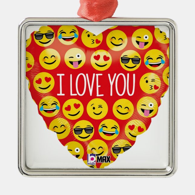 Ornement En Métal Je t'aime coeur d'emoji (Devant)