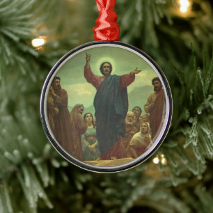 Ornement En Métal Jesus Christ Sermon on the Mount, Vintage Religion