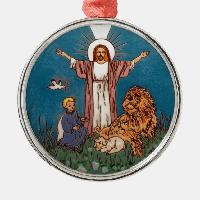 Ornement En Métal Jésus le Lion et l'Agneau (Devant)