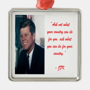Ornement En Métal JFK & Citation de Ne Pas Demander