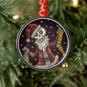ORNEMENT EN MÉTAL JINGLE BONES PÈRE NOËL, SKELETON VACANCES & STOCKI