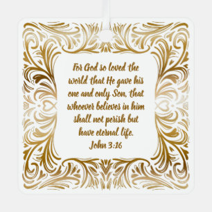 Ornement En Métal John 3:16 Nom personnalisé Golden Unique Noël