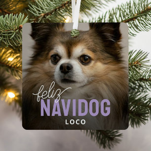 Ornement En Métal Joli Feliz Navidog Photo de Noël de l'animal de co