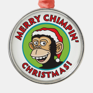 Ornement En Métal Jolly Santa Monkey