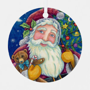 ORNEMENT EN MÉTAL JOLLY ST NICK & NOUNOURS, VIEUX NOËL MODE