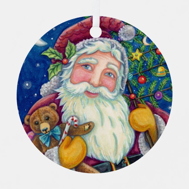 ORNEMENT EN MÉTAL JOLLY ST NICK & NOUNOURS, VIEUX NOËL MODE (Recto)