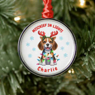 Ornement En Métal Jouer aquarelle Festif Beagle Snowflakes Chien