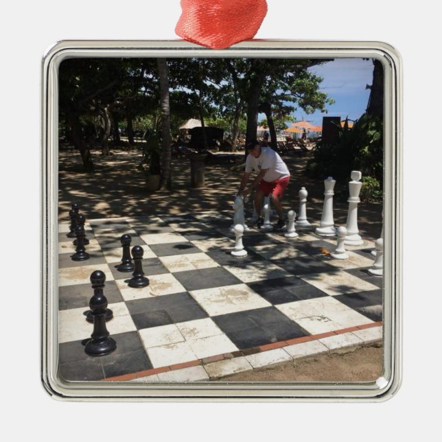 Ornement En Métal Jouer aux échecs dans Bali (Devant)