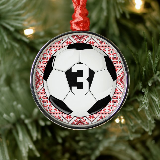 Ornement En Métal Joueur de football Joueur Jersey Numéro Noël (Arbre)