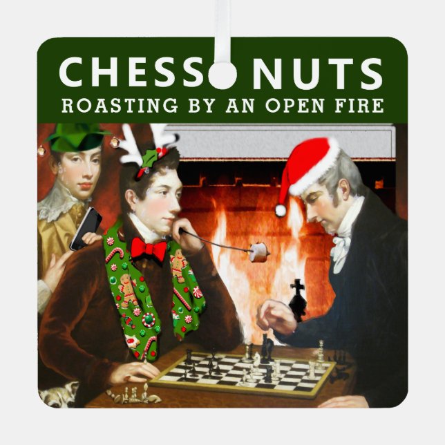 Ornement En Métal Joueur d'échecs cadeau de vacances (Recto)