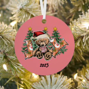 Ornement En Métal Joy Bear Noël