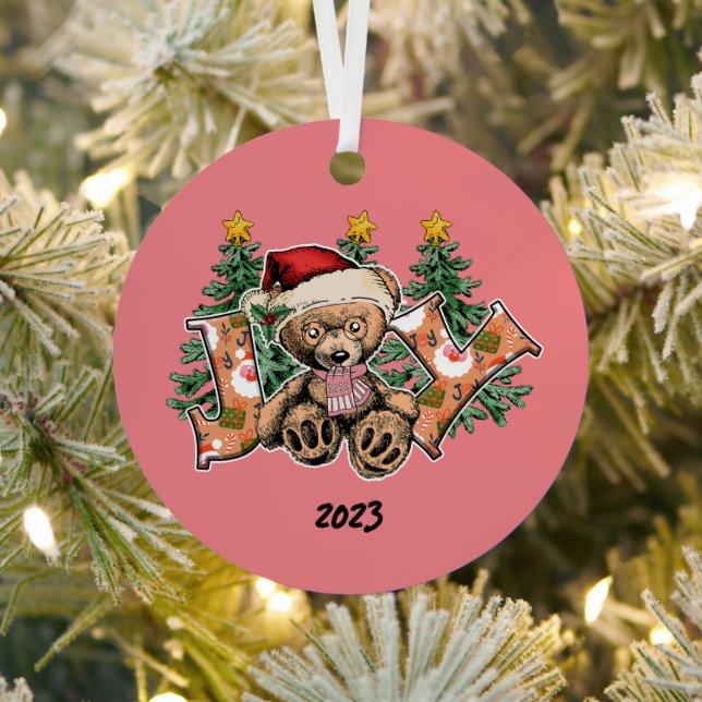Ornement En Métal Joy Bear Noël (Insitu)