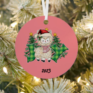 Ornement En Métal Joy Llama Christmas