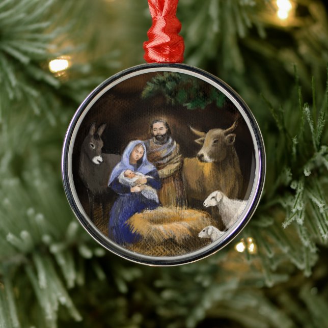 Ornement En Métal Joyeuse nativité de Noël (Arbre)