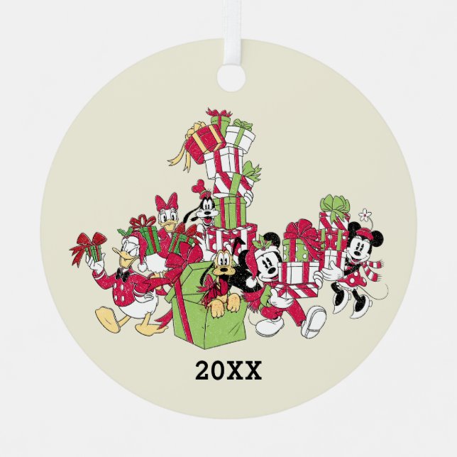 Ornement En Métal Joyeuses fêtes | Mickey & Friends Cadeaux de Noël (Recto)
