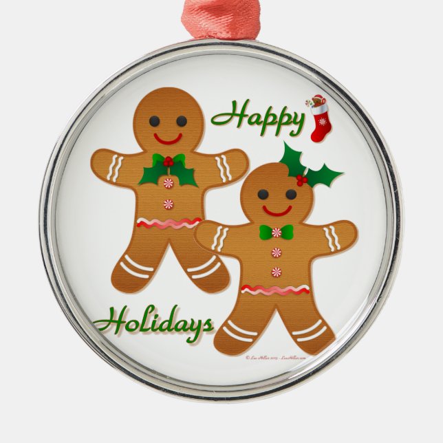 Ornement En Métal Joyeuses vacances Gingerbread Homme garçon fille (Devant)