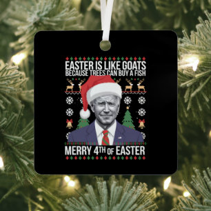 Ornement En Métal Joyeux 4 ème de Pâques Funny Biden Vilain Noël