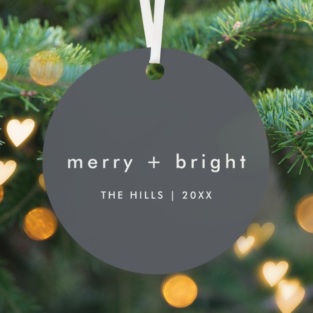 Ornement En Métal Joyeux et lumineux | Noël élégant gris charbon de  (Créateur téléchargé)