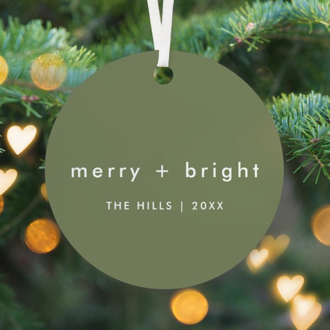 Ornement En Métal Joyeux et lumineux | Tendance Moss Green Christmas (Créateur téléchargé)