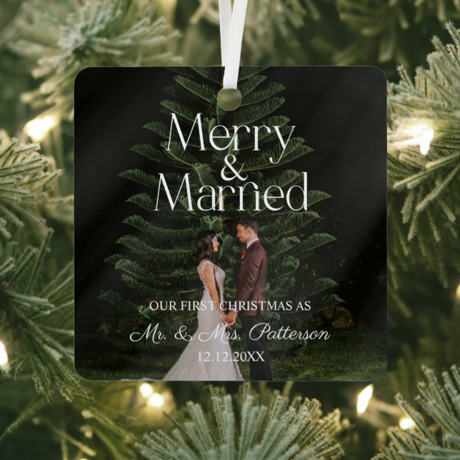 Ornement En Métal Joyeux et Mariage marié Premier Noël (Insitu)