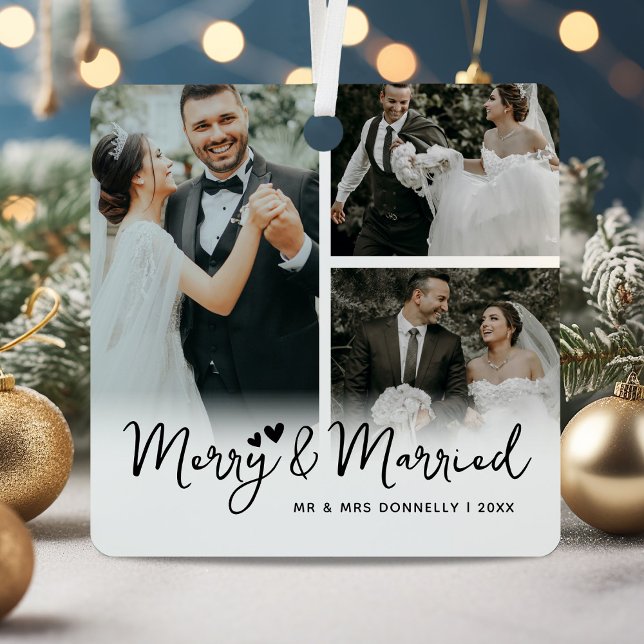 Ornement En Métal Joyeux et marié à nouveau marié Keepsaké Noël (Créateur téléchargé)
