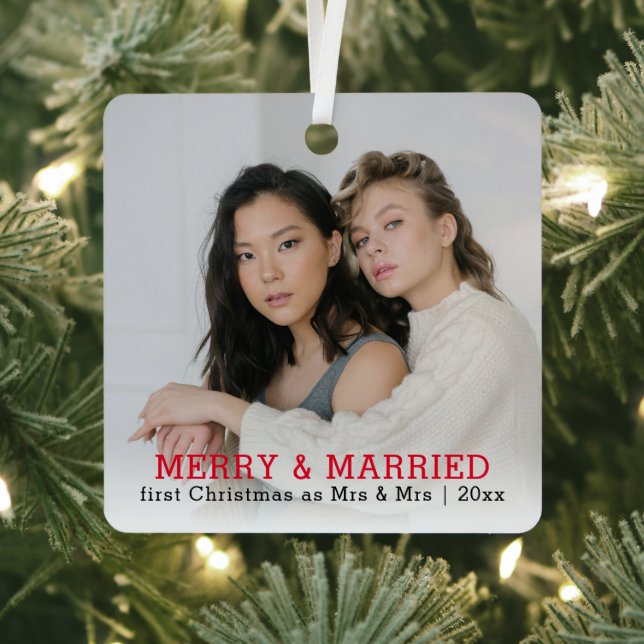 Ornement En Métal Joyeux Et Marié Noël Personnalisé (Insitu)