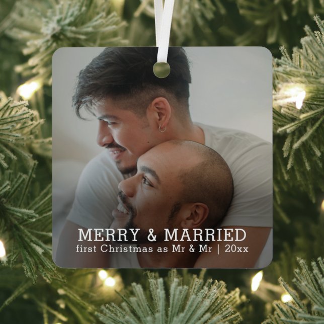 Ornement En Métal Joyeux Et Marié Noël Personnalisé (Insitu)
