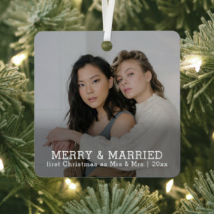 Ornement En Métal Joyeux Et Marié Noël Personnalisé