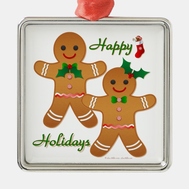 Ornement En Métal Joyeux Gingerbread Homme Garçon Girl (Devant)