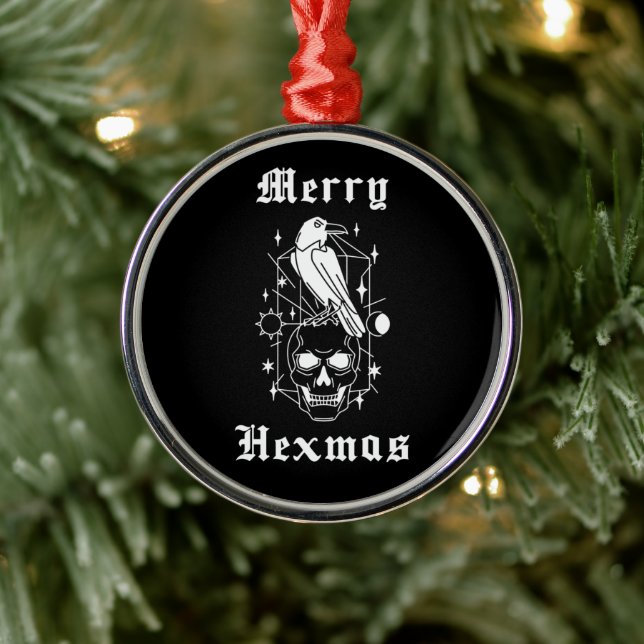 Ornement En Métal Joyeux Hexmas Sorcier Crâne Éffrayant Horreur Orna (Arbre)