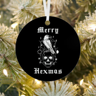 Ornement En Métal Joyeux Hexmas Sorcier Crâne Éffrayant Witchcraft