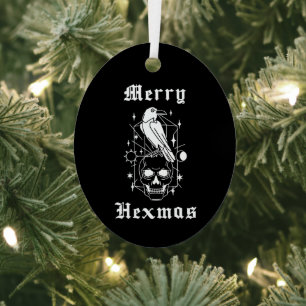 Ornement En Métal Joyeux Hexmas Sorcier Crâne Éffrayant Witchcraft