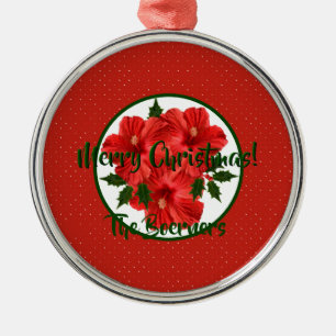 Ornement En Métal Joyeux Hibiscus de Noël Holly