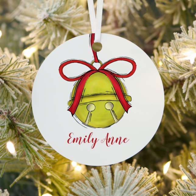 Ornement En Métal Joyeux jingle Bells Fun Photo Personnalisée (Insitu)