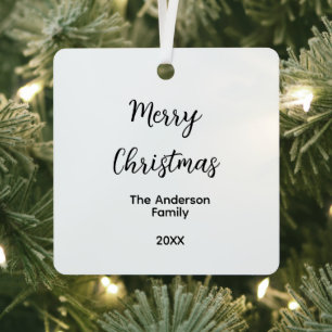 Ornement En Métal Joyeux Noël ajoutez le nom de famille année texte 
