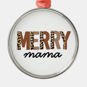 Ornement En Métal "Joyeux Noël" Bloc de couleur moderne Leopard Boho