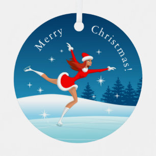 Ornement En Métal Joyeux Noël Figure Patinage Girl Ornament