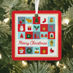 Ornement En Métal Joyeux Noël mignon Rétro hiver Icônes de Noël